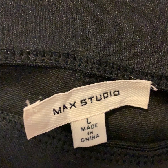 Max Studio square print black pants, L - Picture 3 of 6